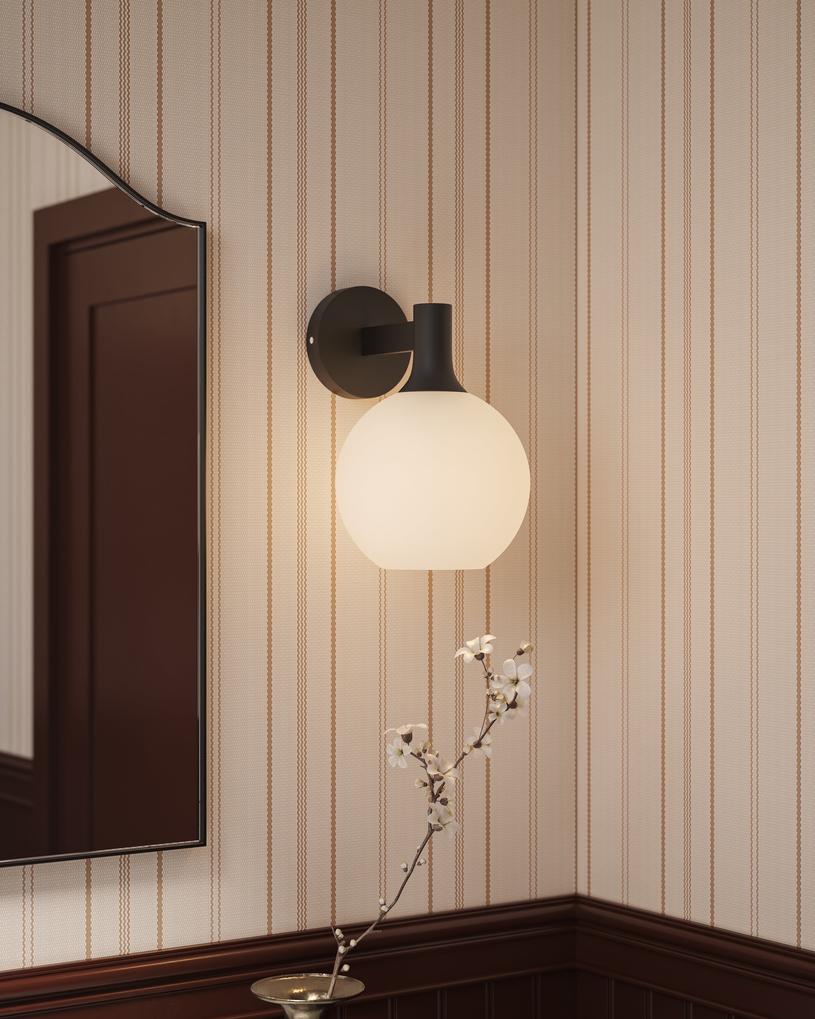 Wanda 8" 1 Light Wall/Vanity Light in Matte Black/Opal Matte Glass