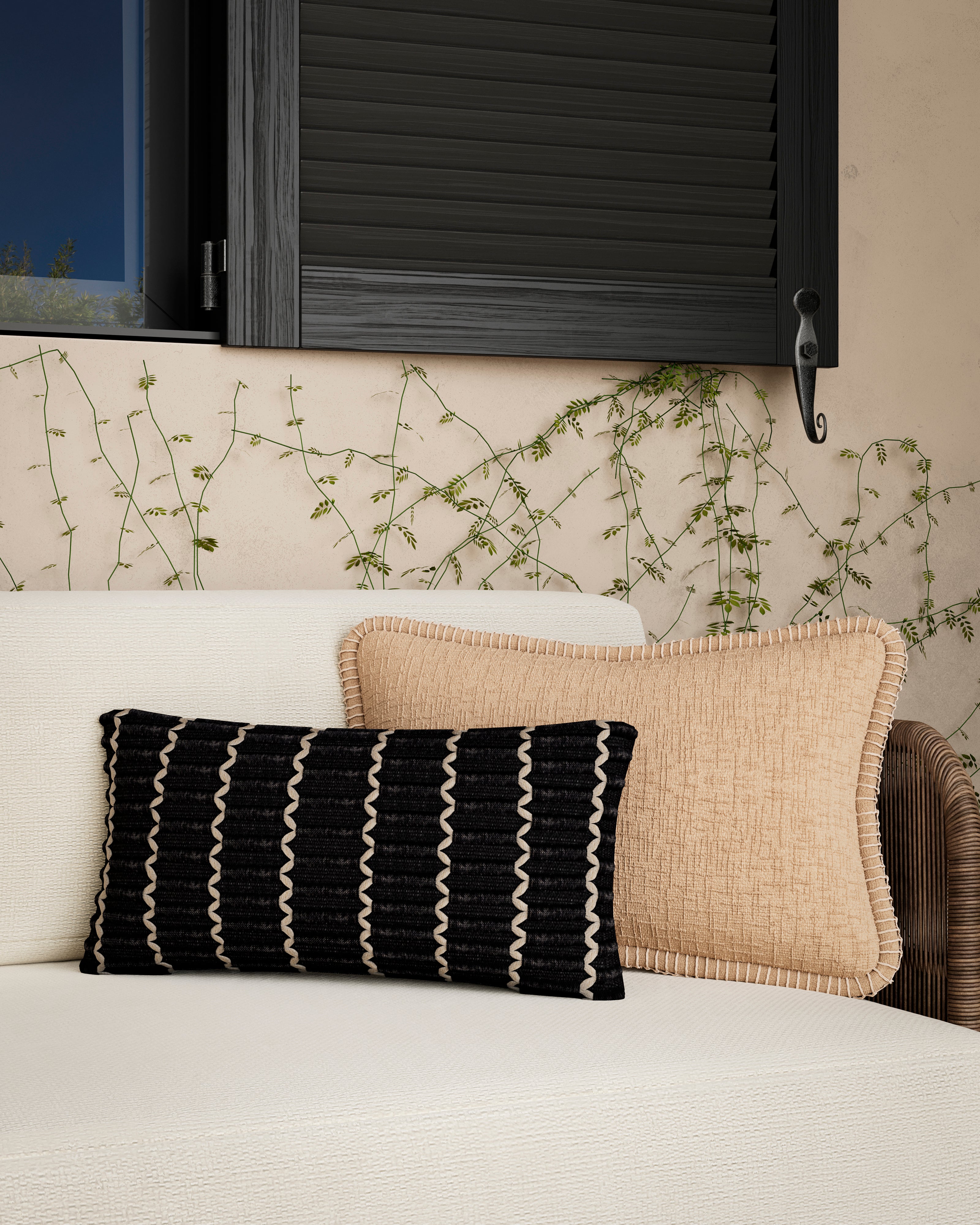 Marisette 12" x 27" Pillow Cover in Black