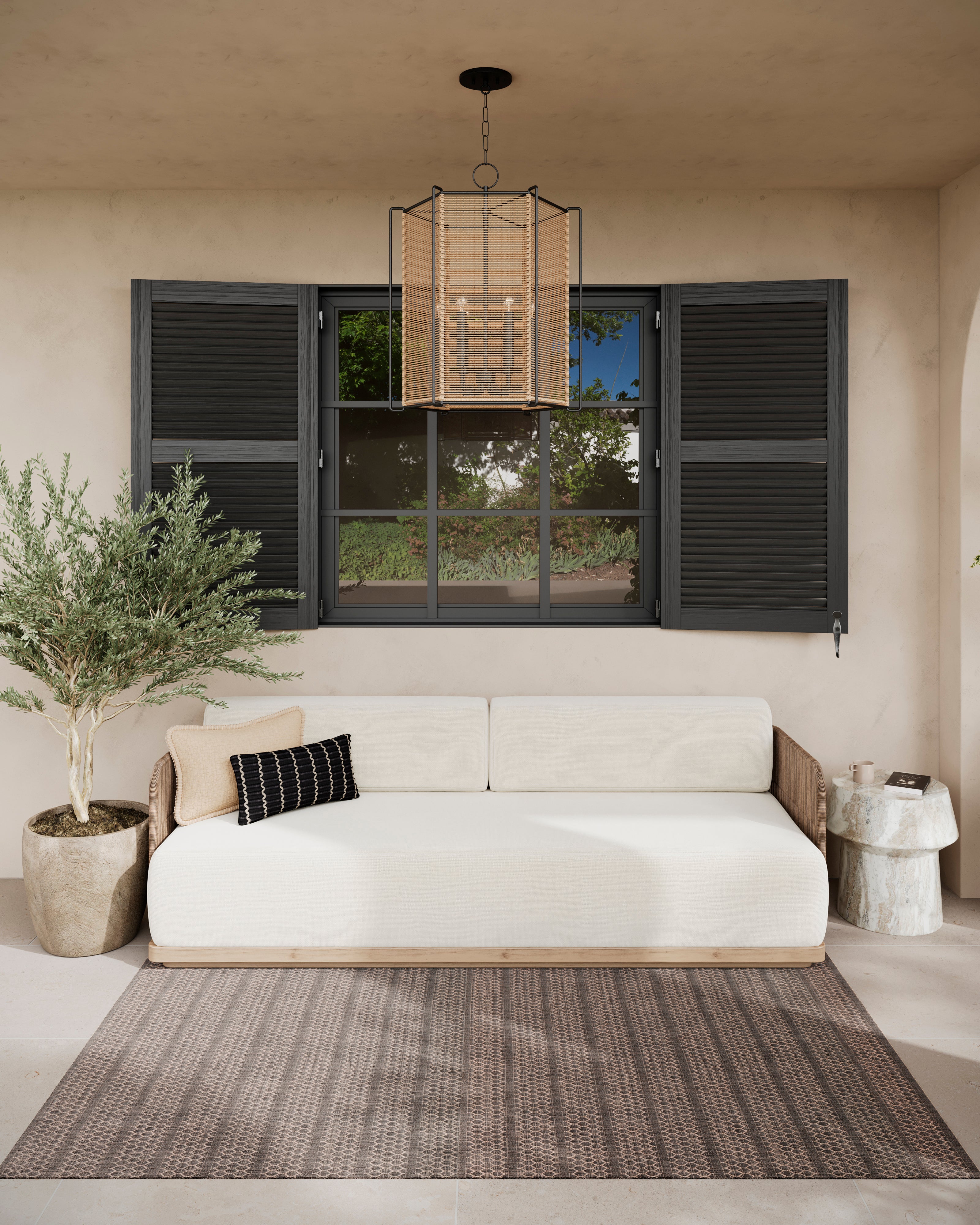 Elise Outdoor End Table in Taupe